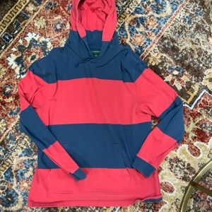 J.CREW Stripe Heavy Weight Hoodie Men’s Large Red/Blue Long Sleeve